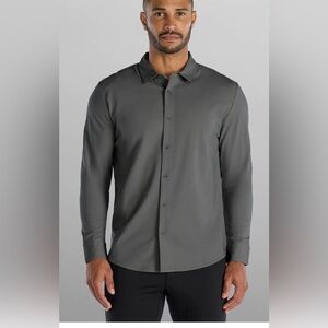 BYLT Men's Black Smooth Performance Button-Up Shirt L Dark Gray